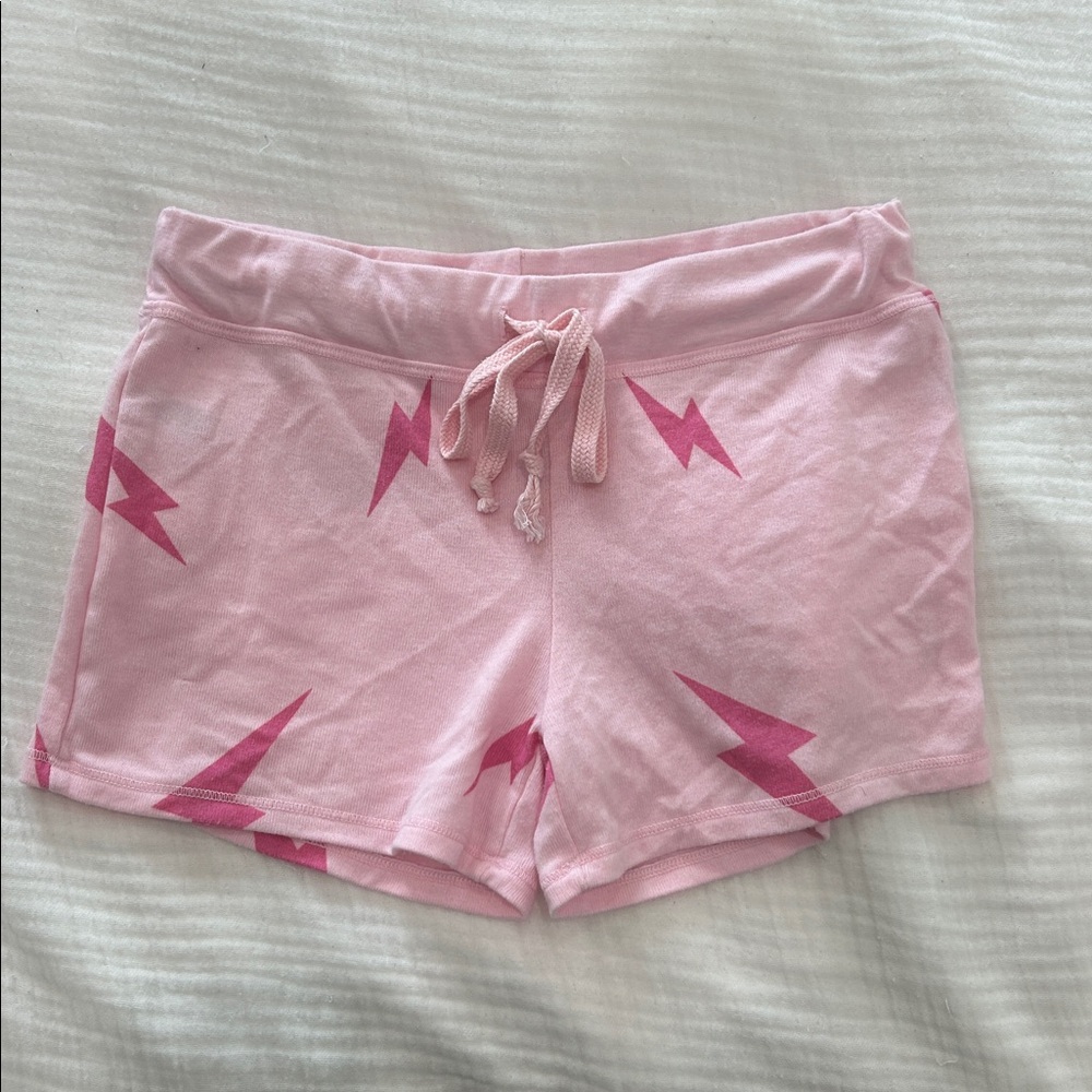T2love Pink Lightning Print Girls Drawstring Cotton Shorts